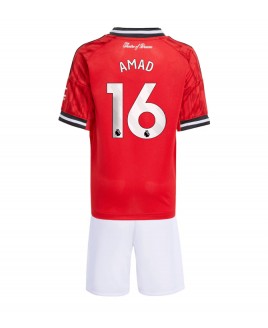 Günstige Manchester United Amad Diallo #16 Heimtrikotsatz Kinder 2025-26 Kurzarm (+ Kurze Hosen)